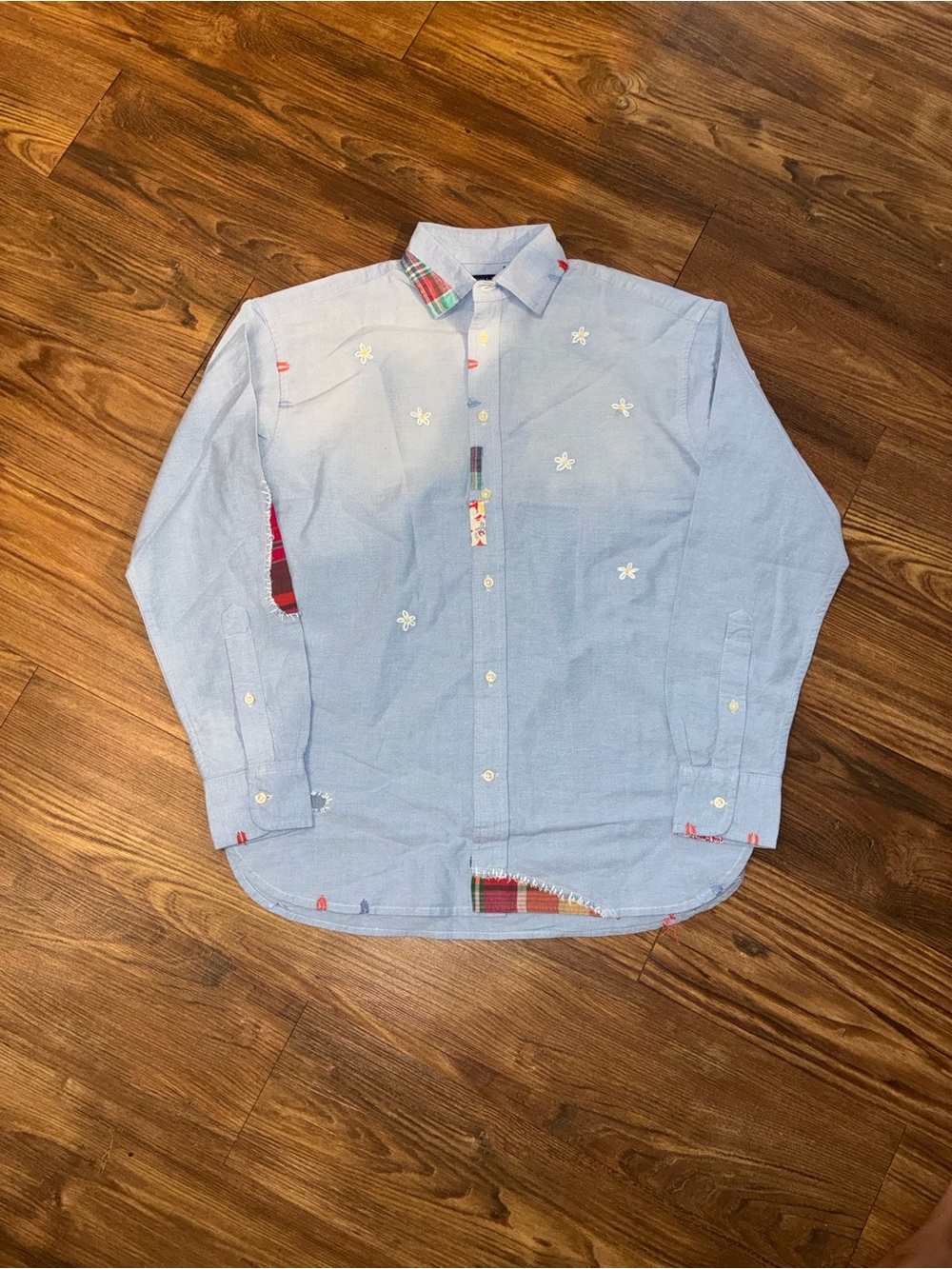 Polo Ralph Lauren Floral Embroidered Heather Blue Button-Down Shirt